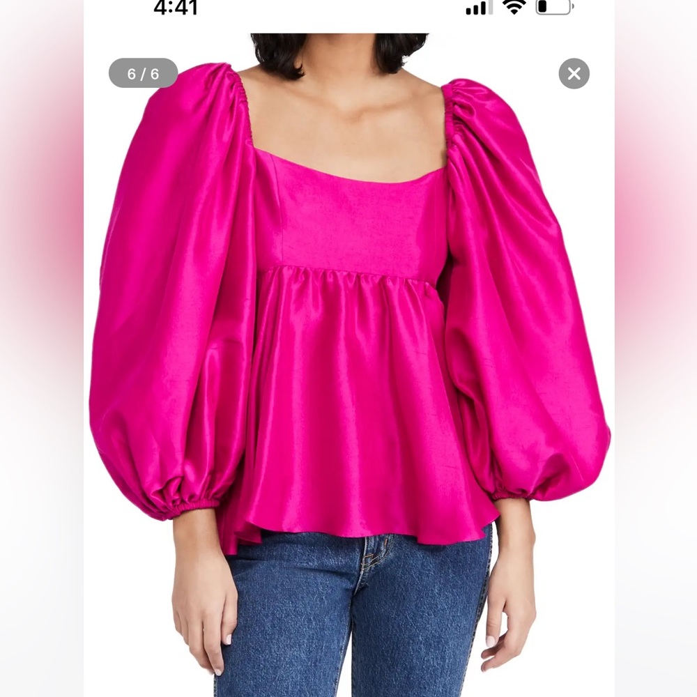 AZEEZA Rhiannon Silk Square Neckline Blouse USA small